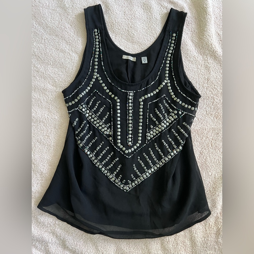 Y2K Vintage Ecote Embellished Black Sleeveless Top